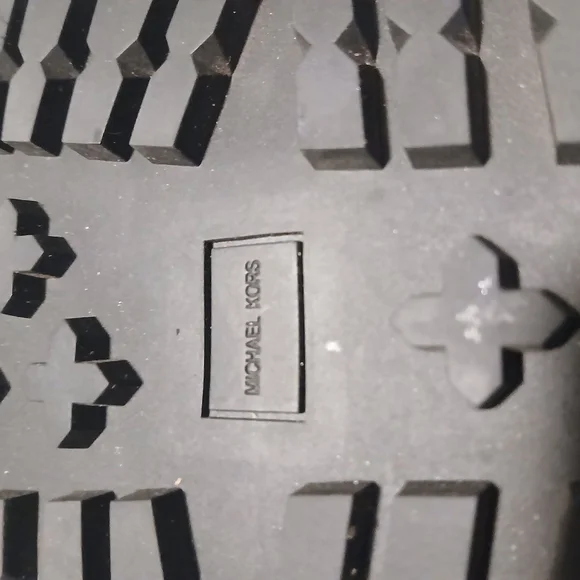 NEW Michael Kors Brown And Black Stark Slide Sandals with Gold MK Logo Accents - Picture 5 of 6